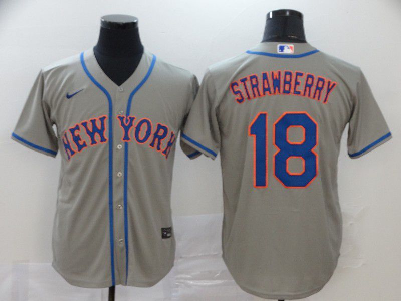 Men New York Mets #18 Strawberry Grey Nike Game MLB Jerseys->new york mets->MLB Jersey